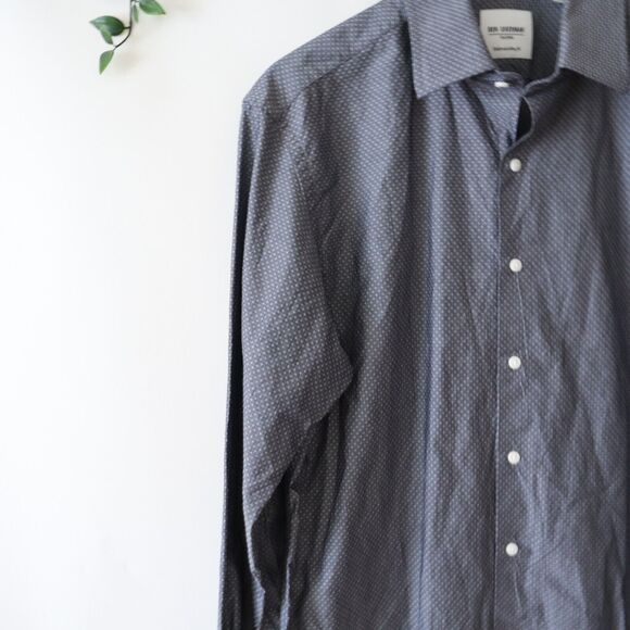 Ben Sherman Men's Gray Tailored Slim Fit Long Sleeve Button Front Shirt 16 34/35 - Picture 2 of 4